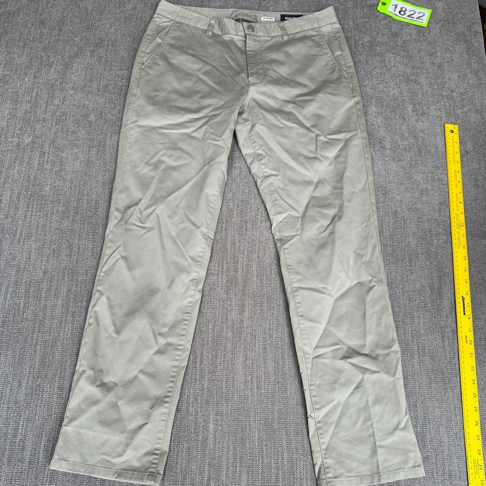 Bonobos Chino Pants Mens 34x34 Gray Flat Front Stretch Formal Business Career
